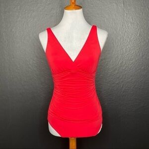 Jantzen Solid Surplus One-Piece Swimsuit Pink womens Size 8 bathing suit